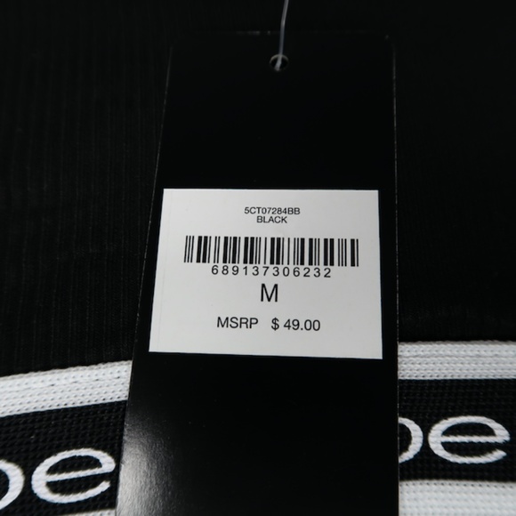 Bebe Black Long Sleeve Mock Neck Slit Tapered Logo NWT - Picture 6 of 9